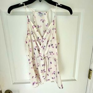 Tank blouse with lavender flower pattern